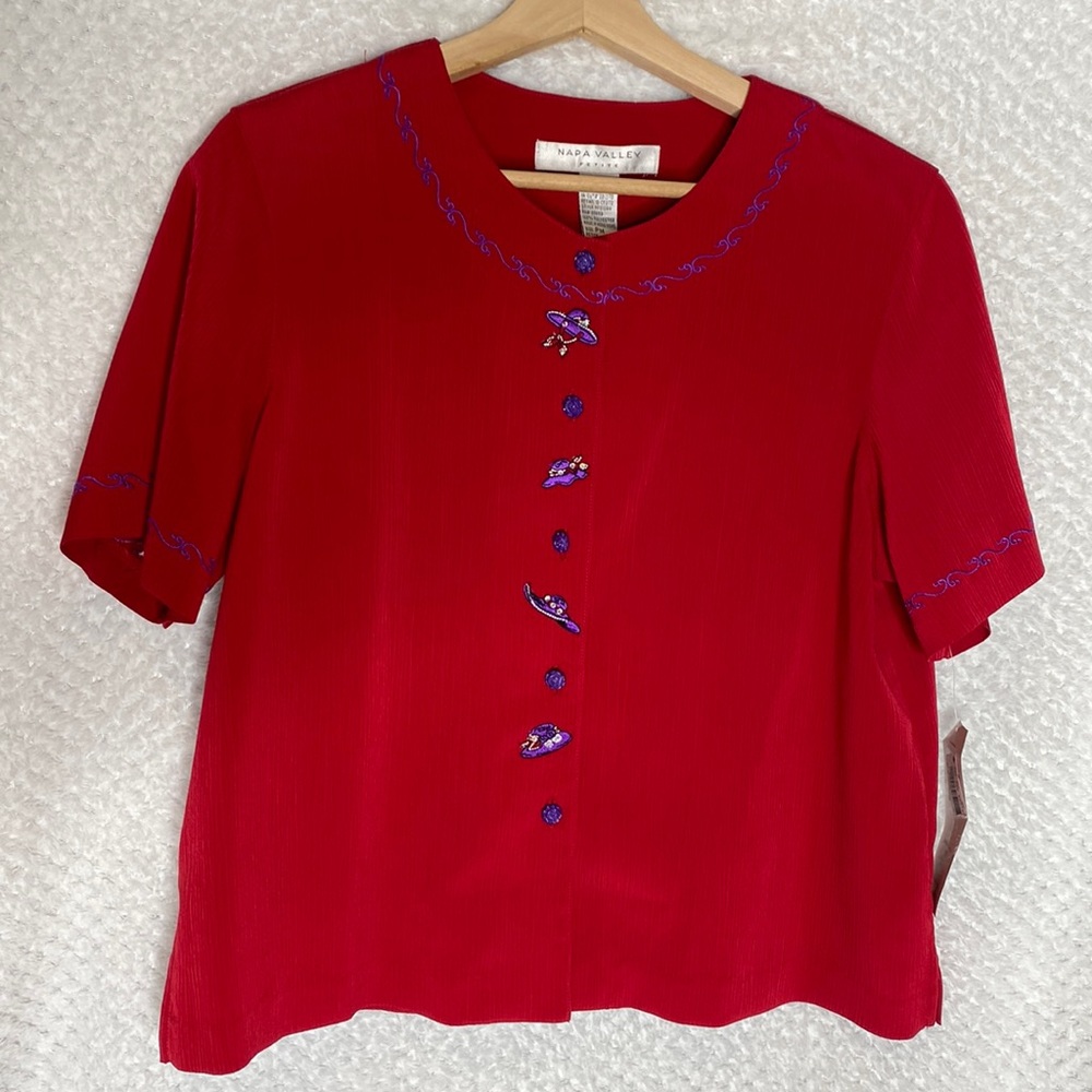 Napa valley petite red hot divas hats top blouse